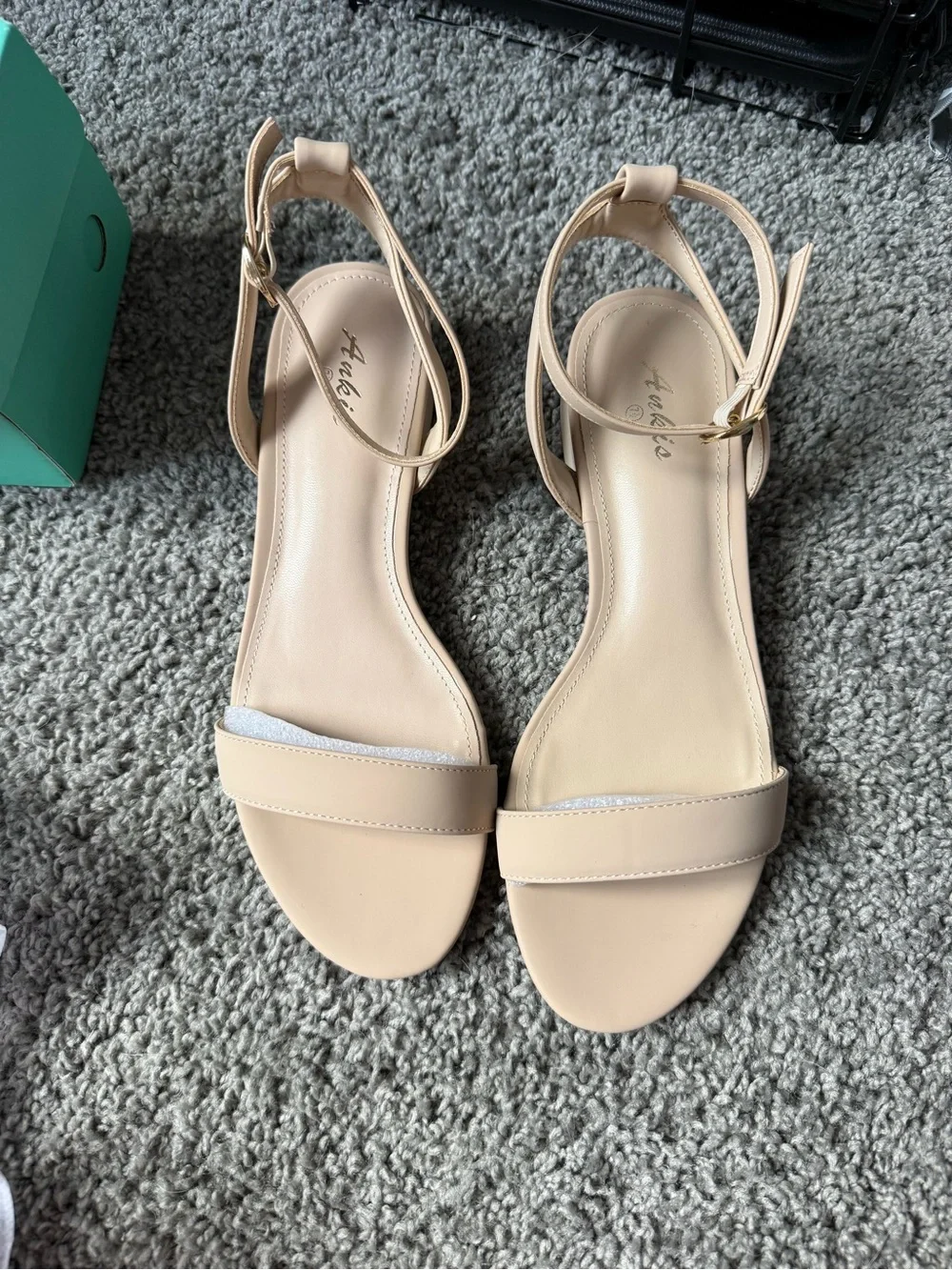 Nude Ankle-Strap Wedge Sandals